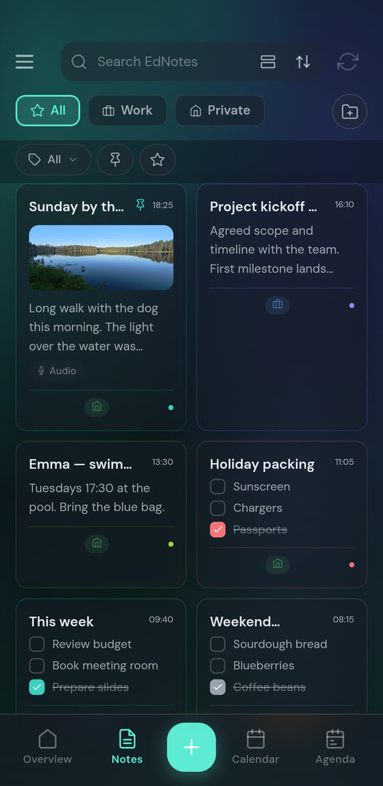 EdNotes i temat Aurora, mörkt läge